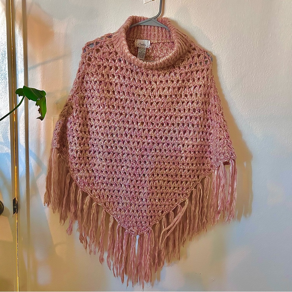 Vintage Pink Crochet Poncho